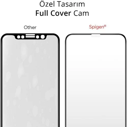Spigen Apple iPhone 11 Pro / iPhone XS / iPhone X Cam Ekran Koruyucu Tam Kaplayan Full Cover Black Spigen Apple iPhone 11 Pro / iPhone XS / iPhone X Cam Ekran Koruyucu Tam Kaplayan Full Cover Black