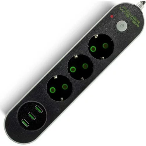 Powermaster 3'lü Aşırı Yük Koruma Özellikli ve 3 Usb Çıkışlı Priz
