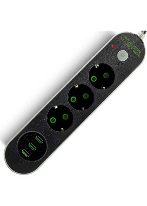 Powermaster 3'lü Aşırı Yük Koruma Özellikli ve 3 Usb Çıkışlı Priz