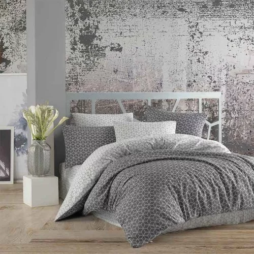 Cotton Touch Ranforce Çift Kişilik Nevresim Takımı (Puzzle Gri) Cotton Touch Ranforce Çift Kişilik Nevresim Takımı (Puzzle Gri)
