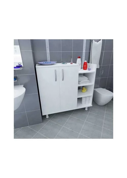 Arnetti Three Beyaz Banyo Dolabı Kapaklı ve Bölmeli