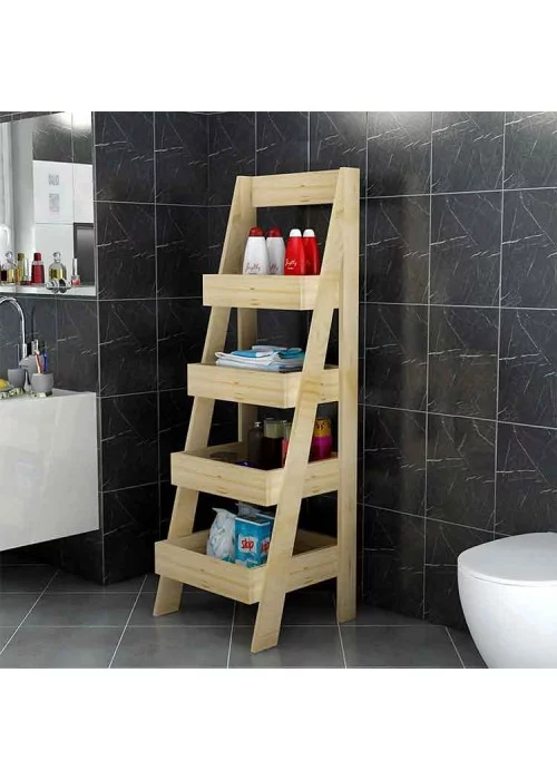 Drama Home Trio Ahşap Banyo Rafı