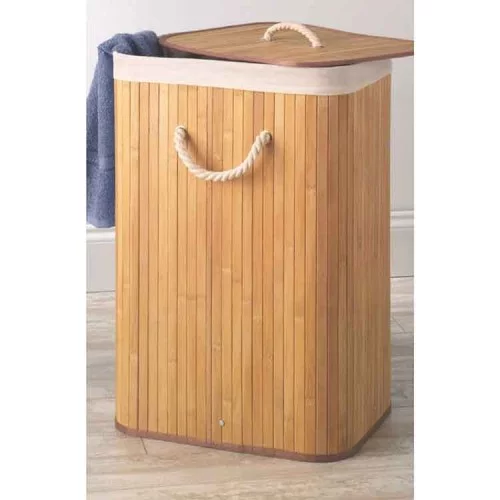 Lorin Katlanır Bambu Çamaşır ve Banyo Sepeti 