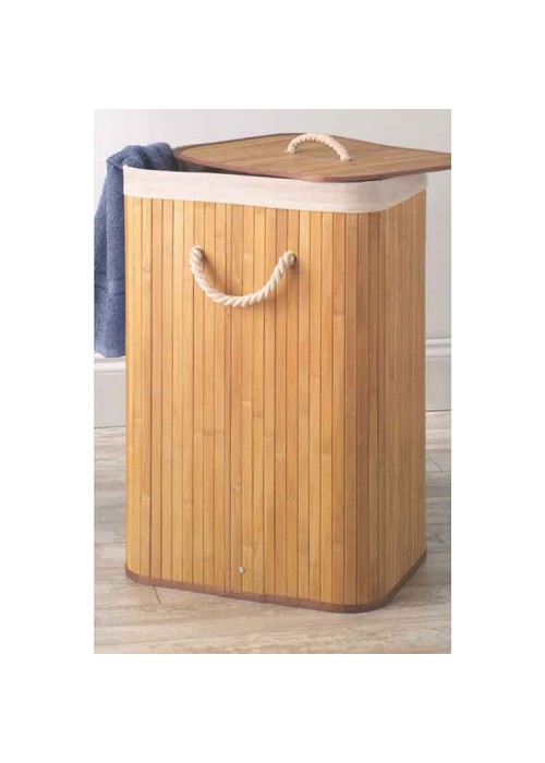 Lorin Katlanır Bambu Çamaşır ve Banyo Sepeti 