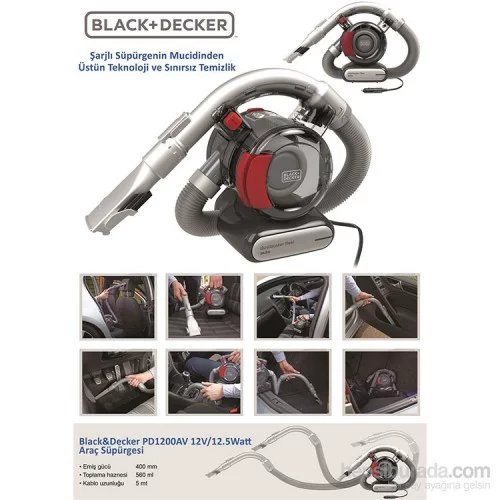 Black&Decker PD1200AV 12V/12.5Watt Araç Süpürgesi Black&Decker PD1200AV 12V/12.5Watt Araç Süpürgesi