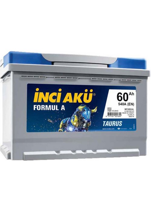 İnci Akü 12 Volt 60 Amper 540 EN Formul A Taurus (6 Ay Yol Yardım Hediyeli)