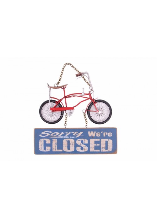 Bisikletli Kapı Süsü Sorry We Are Closed Yazılı Bisikletli Kapı Süsü Sorry We Are Closed Yazılı