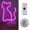 Neon Led Işıklı Pembe Kedi Masa Lambası Neon Led Işıklı Pembe Kedi Masa Lambası