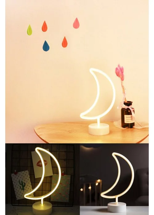 Ay Tasarımlı Neon Led Gece Lambası