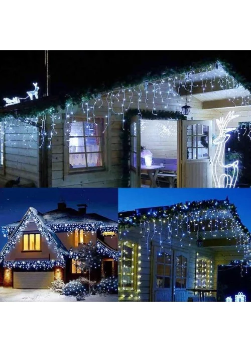 Dekoratif 16 Saçaklı 8 Fonksiyonlu Perde Led (Beyaz)