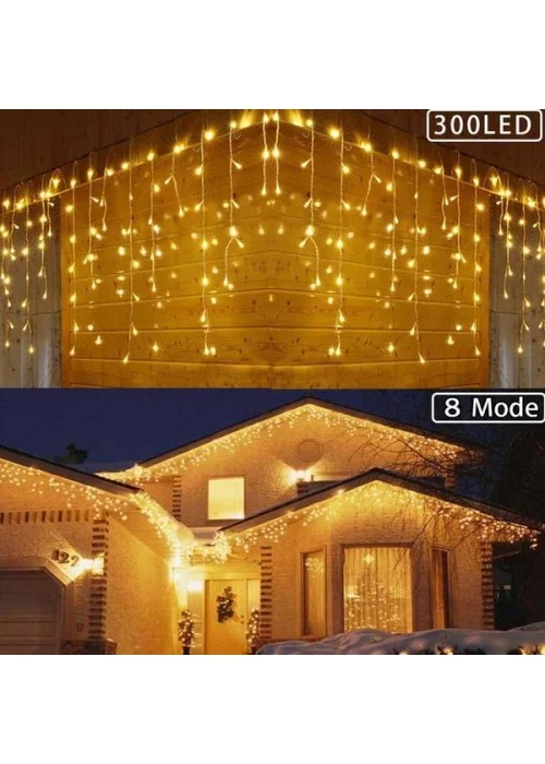 Dekoratif 16 Saçaklı 8 Fonksiyonlu Perde Led (Günışığı)