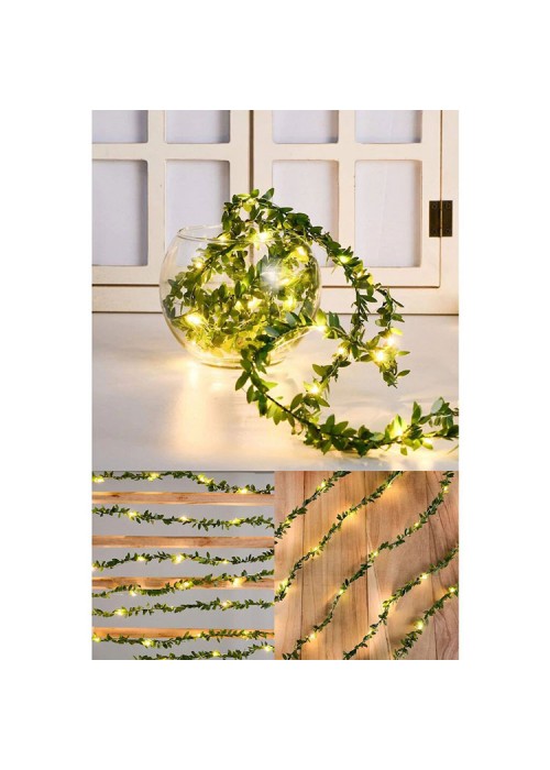 Yapraklı Led Işık Yılbaşı Kapı Süsü Yapraklı Led Işık Yılbaşı Kapı Süsü