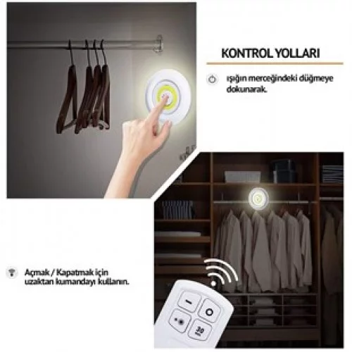 3'lü Uzaktan Kumandalı Kablosuz Led Spot Lamba 3'lü Uzaktan Kumandalı Kablosuz Led Spot Lamba