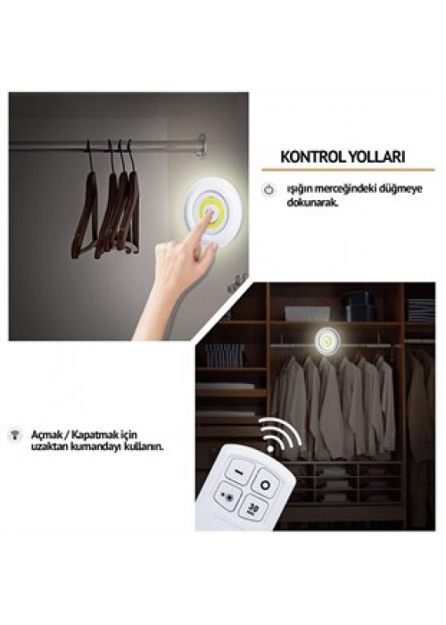 3'lü Uzaktan Kumandalı Kablosuz Led Spot Lamba 3'lü Uzaktan Kumandalı Kablosuz Led Spot Lamba