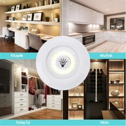 3'lü Uzaktan Kumandalı Kablosuz Led Spot Lamba 3'lü Uzaktan Kumandalı Kablosuz Led Spot Lamba