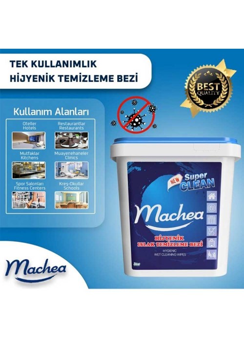 Machea Güçlü ve Detaylı Temizlik İçin Hijyenik Bez Mendil Kovası 250 Adet Hijyenik Bez Mendil