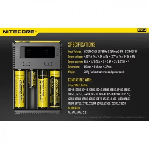 Nitecore New i4 Li-ion 18650 Pil Şarj Aleti Nitecore New i4 Li-ion 18650 Pil Şarj Aleti