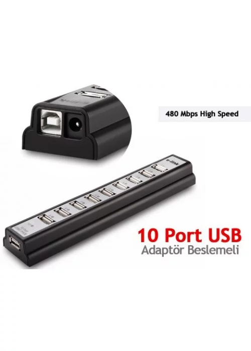 10 Portlu Adaptörlü USB HUB